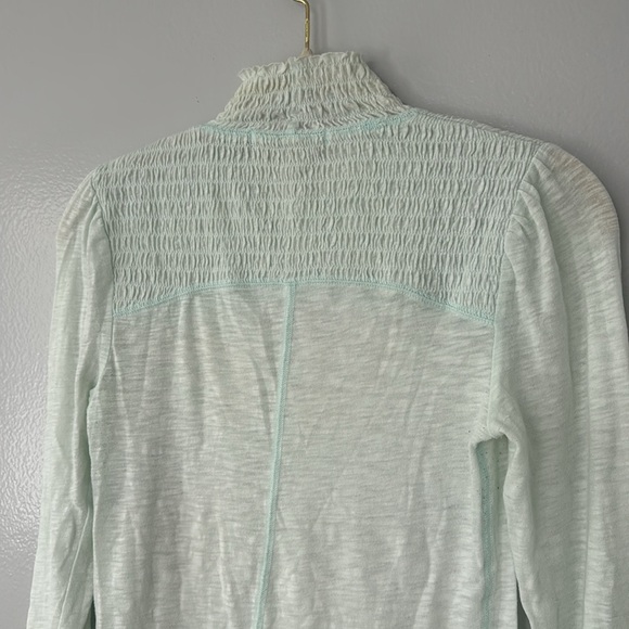 Free People We the Free Women's Long Sleeve Mock Neck Top Mint Green Cotton Top - Picture 8 of 8